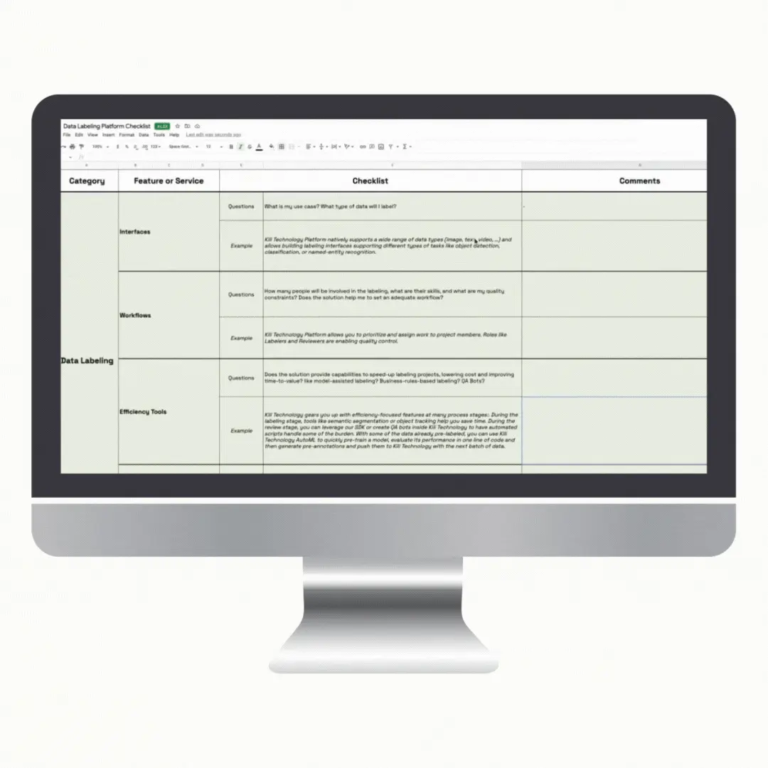 Preview Excel Data Labeling Platform Checklist gif